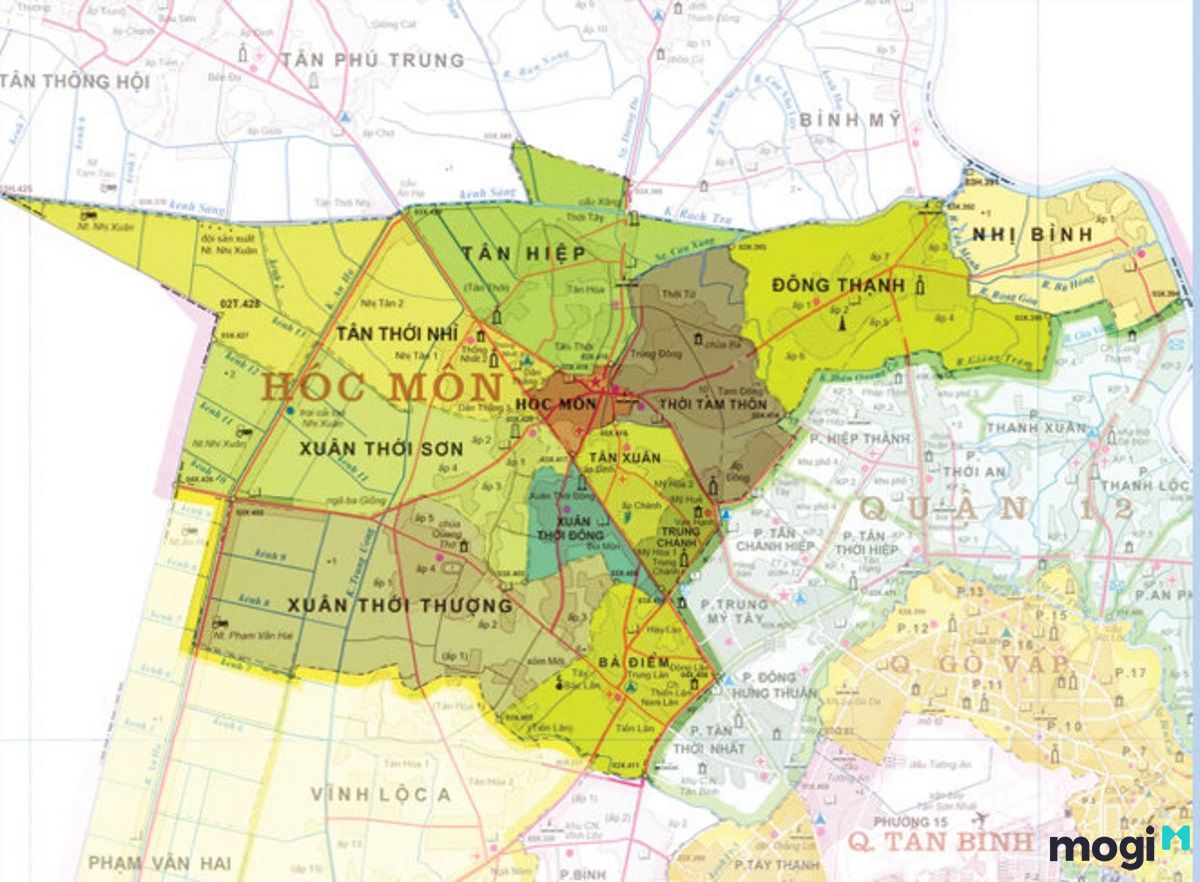 Bản đồ hành chính huyện hóc môn